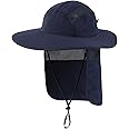 Home Prefer Mens UPF 50+ Sun Protection Cap Wide Brim Fishing Hat with Neck Flap Sun Hat for Men Women