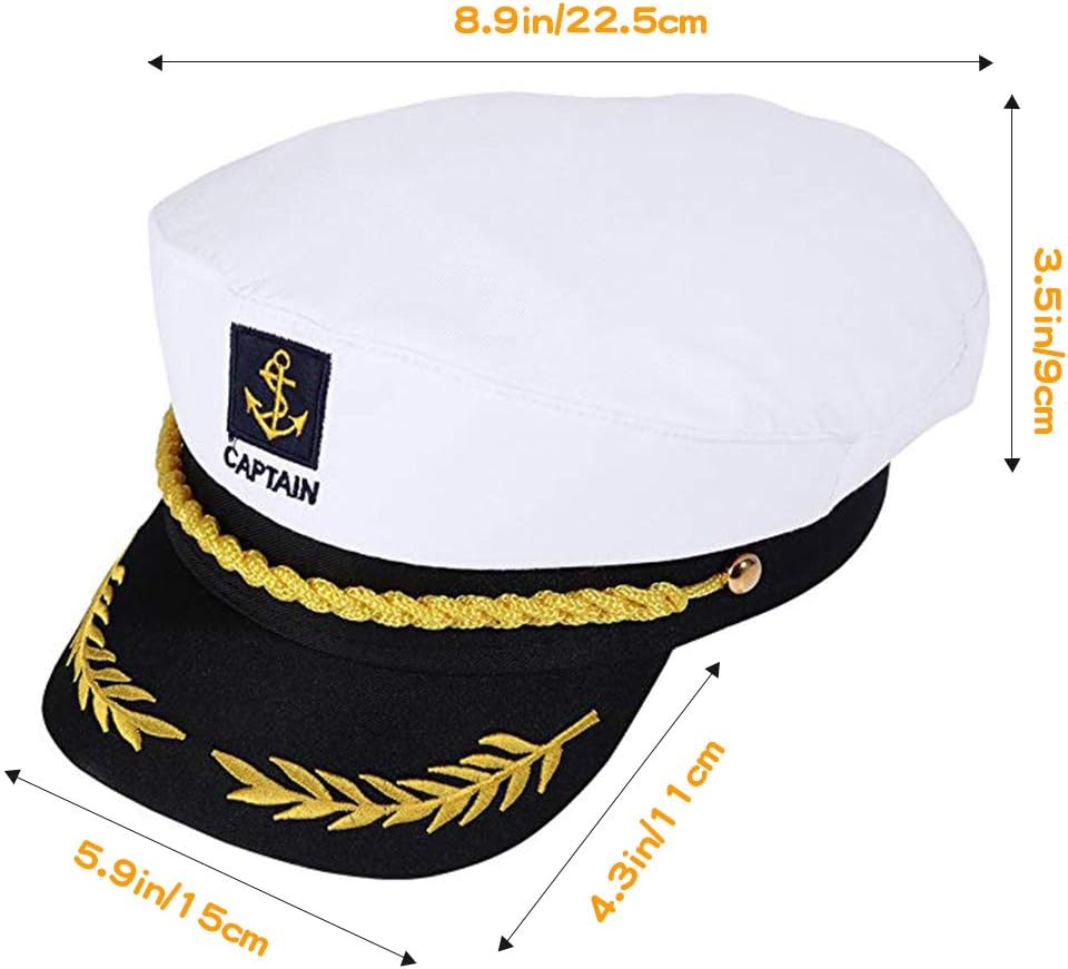 NETUME Sailor Captain's Hat for Adults - Navy Costume Accessory for Sea Yacht Parties and Cosplay (White) - Image 5