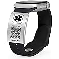 Theluckytag Medical Alert ID Tag for Watch Band Engraved QR Code Watch Safety Plate, Fitness Runners ID tag for Sport Smartwatch - More Space Custom Emergency Medical Info-Without Watchband