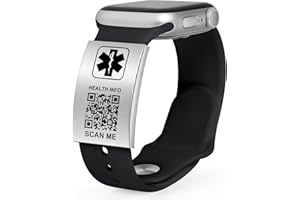 Theluckytag Medical Alert ID Tag for Watch Band Engraved QR Code Watch Safety Plate, Fitness Runners ID tag for Sport Smartwatch - More Space Custom Emergency Medical Info-Without Watchband