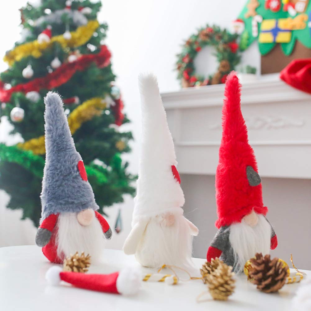 FuturePlusX Swedish Santa Gnome Plush, 3PCS Handmade Scandinavian Tomte Santa Scandinavian Gnome Plush Heart for Christmas Santa Decoration Table Decor