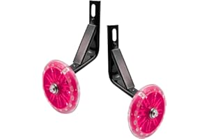 Tsnamay Pair of Bicycle Auxiliary Wheel Children's Bicycles Accessories For 12" 14" 16",Flash Training Wheels