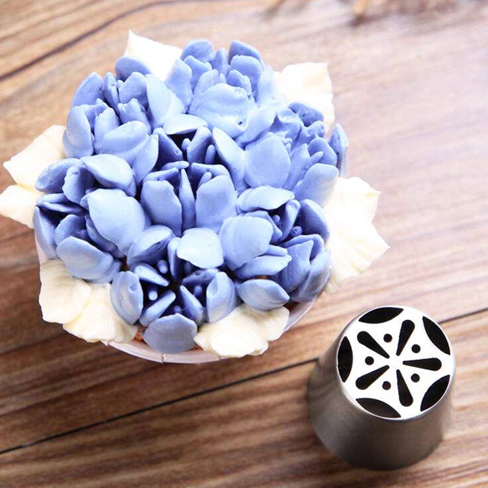 Russian Piping Tips Cake Decoration Baking Set 26 pcs-14 icing Nozzel (2 leaf Tips)+10 Baking Pastry Bags+2 Couplers Frosting Tips Set (26 pcs)