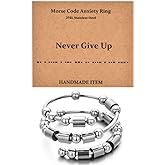 GOGOEY Morse Code Rings for Women, Stainless Steel Spinner Ring Fidget Rings for Anxiety Ring Morse Code Rings Inspirational Gifts Jewelry Women Birthday Graduation Gifts for Her Best Friends