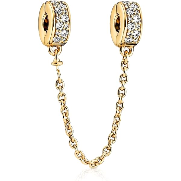 Amazon.com: PANDORA Logo Safety Chain 18k Gold Plated