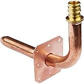 EFIELD Pex-a Expansion F1960 Copper Stub Out Elbow with Wall Flange, 1/2", 6 Inch Length,(STUB003)