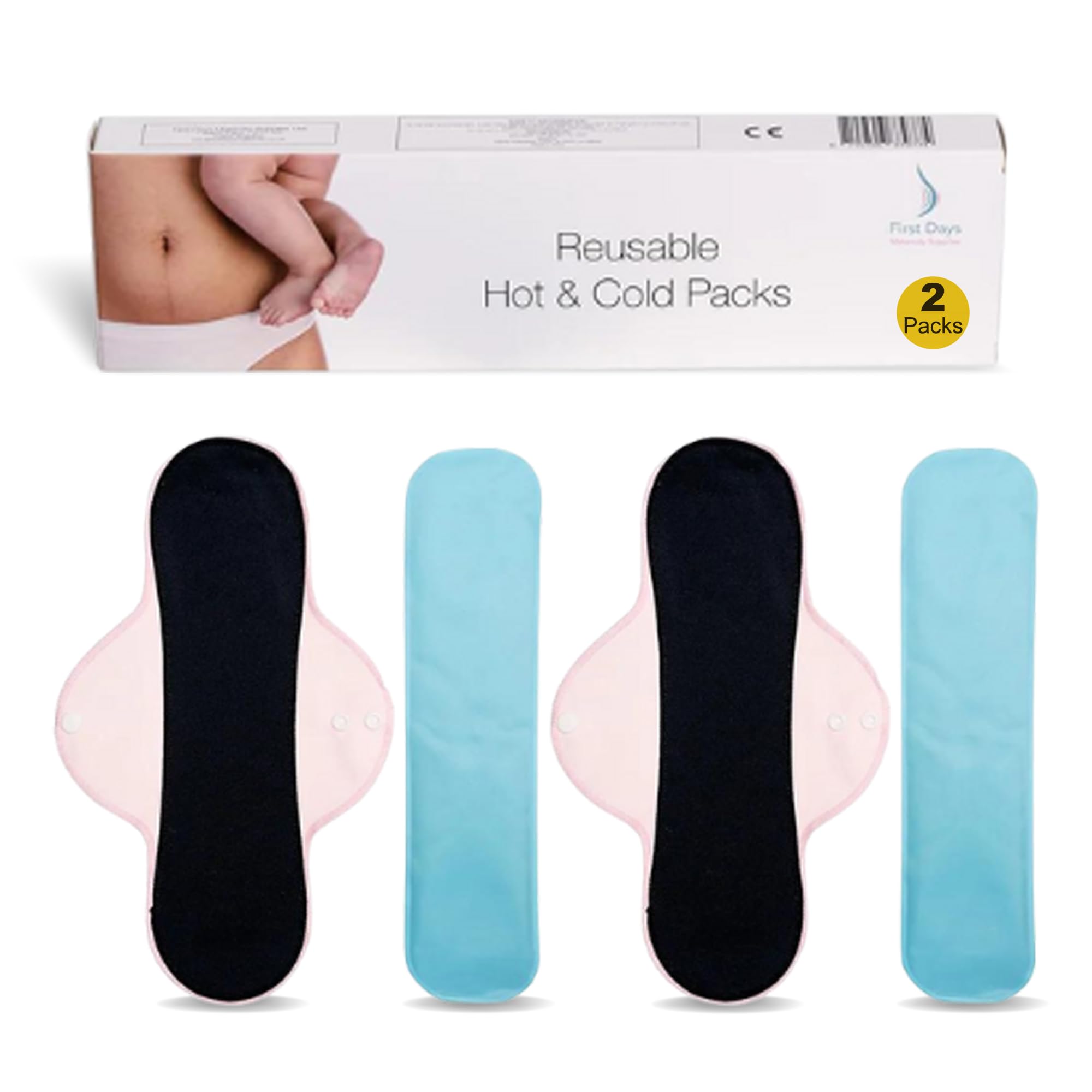 First Days Maternity Hot and Cold Gel Packs Reusable - Ideal for Postpartum, Post-Birth Recovery, Episiotomy Relief, Haemorrhoids, and More - Freezer and Microwave-Safe (Pack of 2)