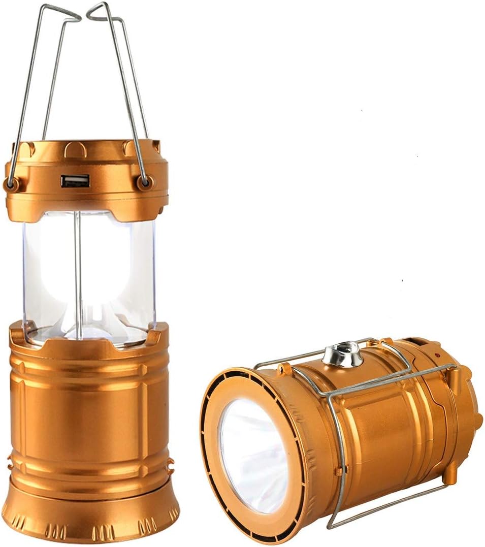 LED Camping Lantern, Solar and Rechargeable Lantern Flashlight Collapsible and Portable Light for Daily/Camp/Hiking/Night Fishing/Emergency/Hurricanes/Storm(1 Pack) - - 
