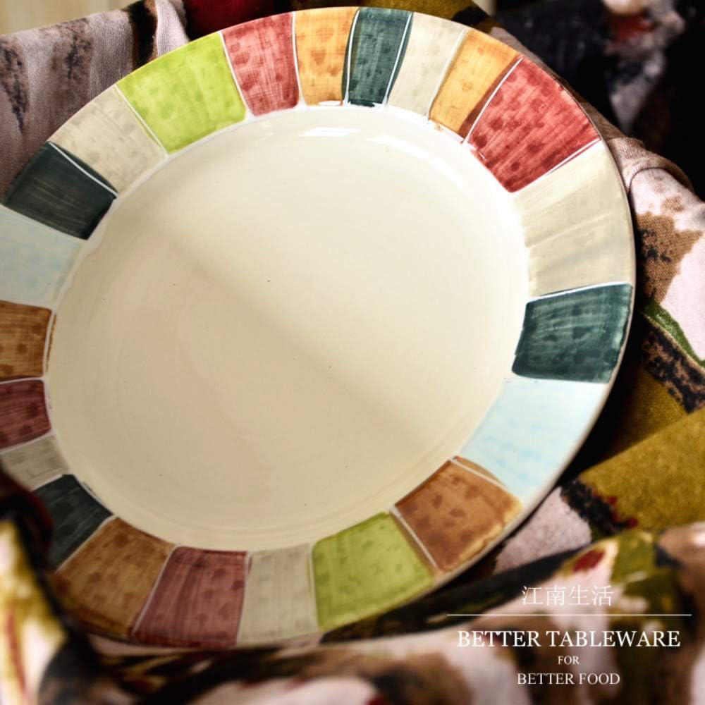 Nuokix Bohemian-style Pattern Porcelain Hand-painted Kiln Change Glaze Creativity Western Dish Dessert Plate salad Plate Tableware Dishware