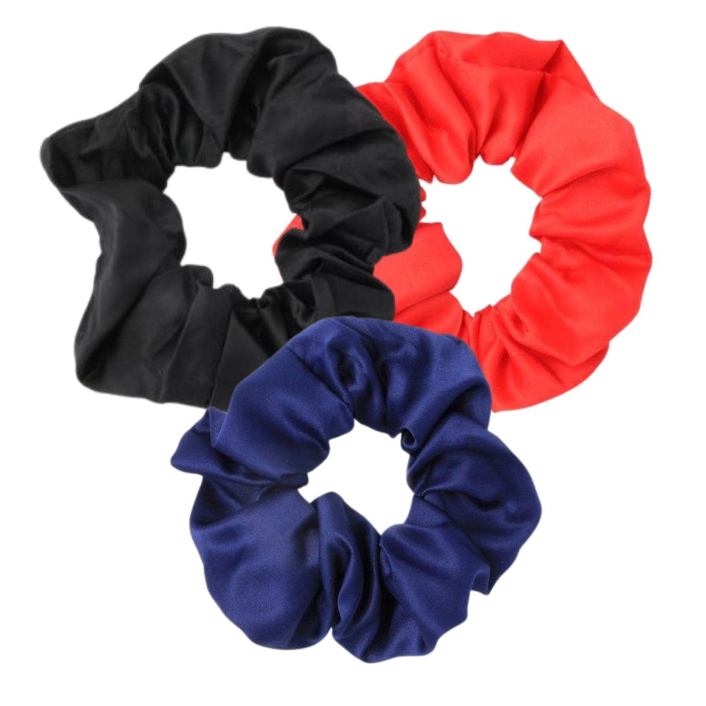 Topkids Accessories 3pc Satin Hair Scrunchies for Women & Girls, Hair Accessories for Women, Hair Bobbles, Hair Ties, Hair Elastics, Ponytail Holders, Hair Styling Accessories (Nautical 1)