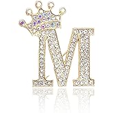 Embtrem Letter Brooch Pins for Women Initial Brooch and Pins for Women Gold Brooch Pins Crystal Initial Brooch Rhinestone Lapel Pin Jewelry for Women Men