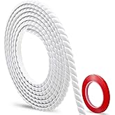 Coengwui 118" x 0.39" Peel and Stick Unfinished White Molding Trim with Twisted Rope Moulding, Flexible Decorative Strip, Paintable DIY for Mirror Frame, Wall, Cabinet, Door