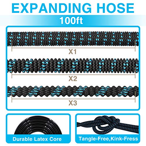Kranich Garden Hose 100ft Expandable Garden Hose Kink-Free Flexible Water Hose with 10-Pattern Spray Nozzle - Thumbnail 2