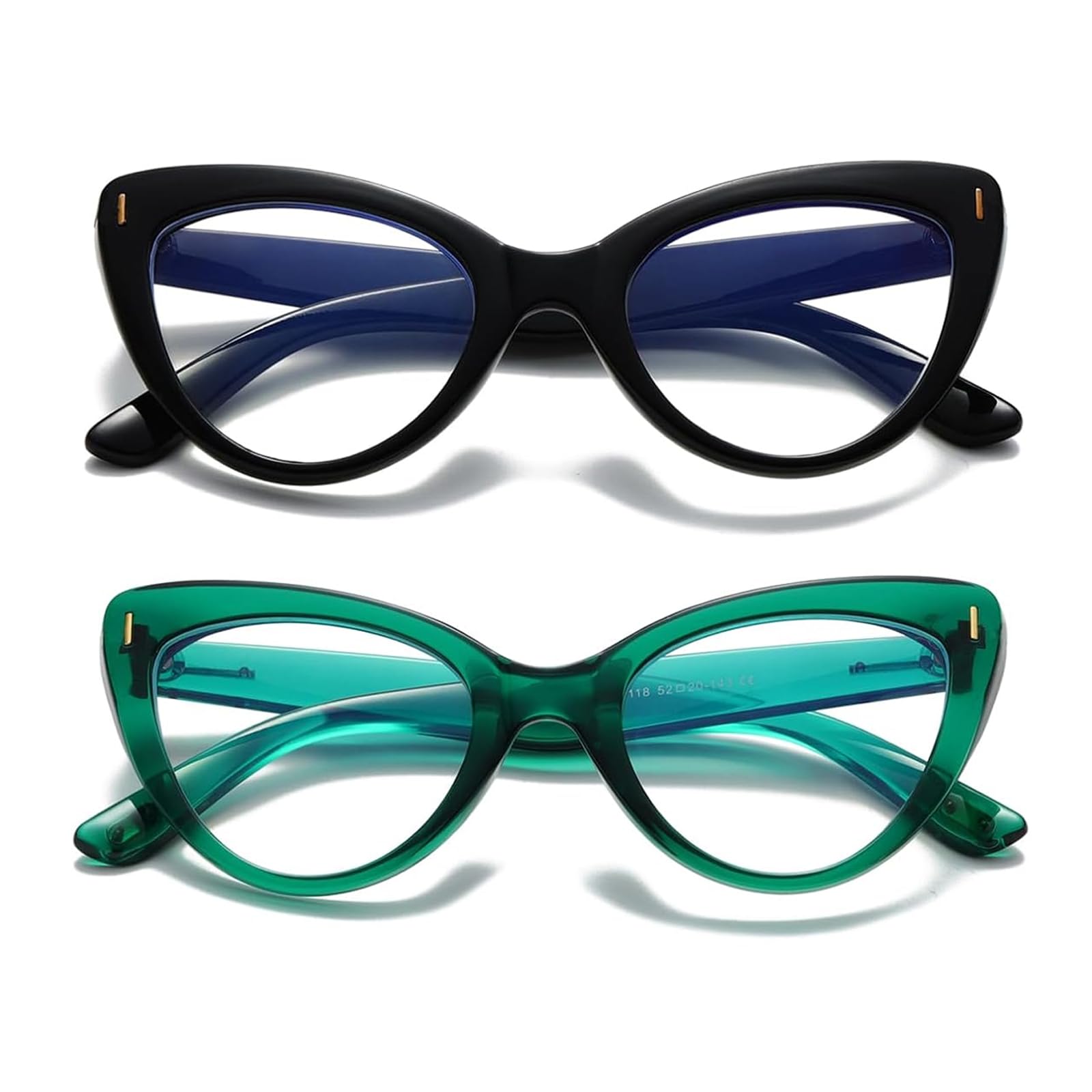 Hubeye 2 Pack Cat Eye Reading Glasses for Women Oversized Blue Light Blocking Computer Readers Fashion Cute Ladies Eyeglasses with Coarse linen bag 3.00