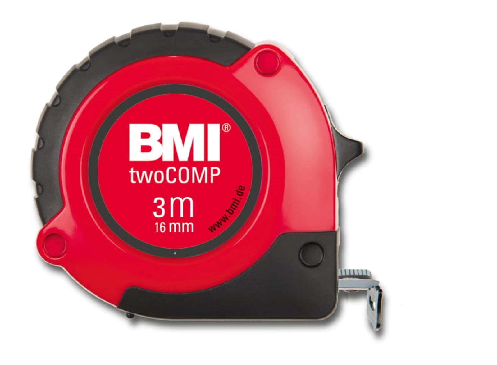 BMI 472341021 "TWO COMP" Pocket Measuring Tape, White/Black/Red, 3 m x 16 mm