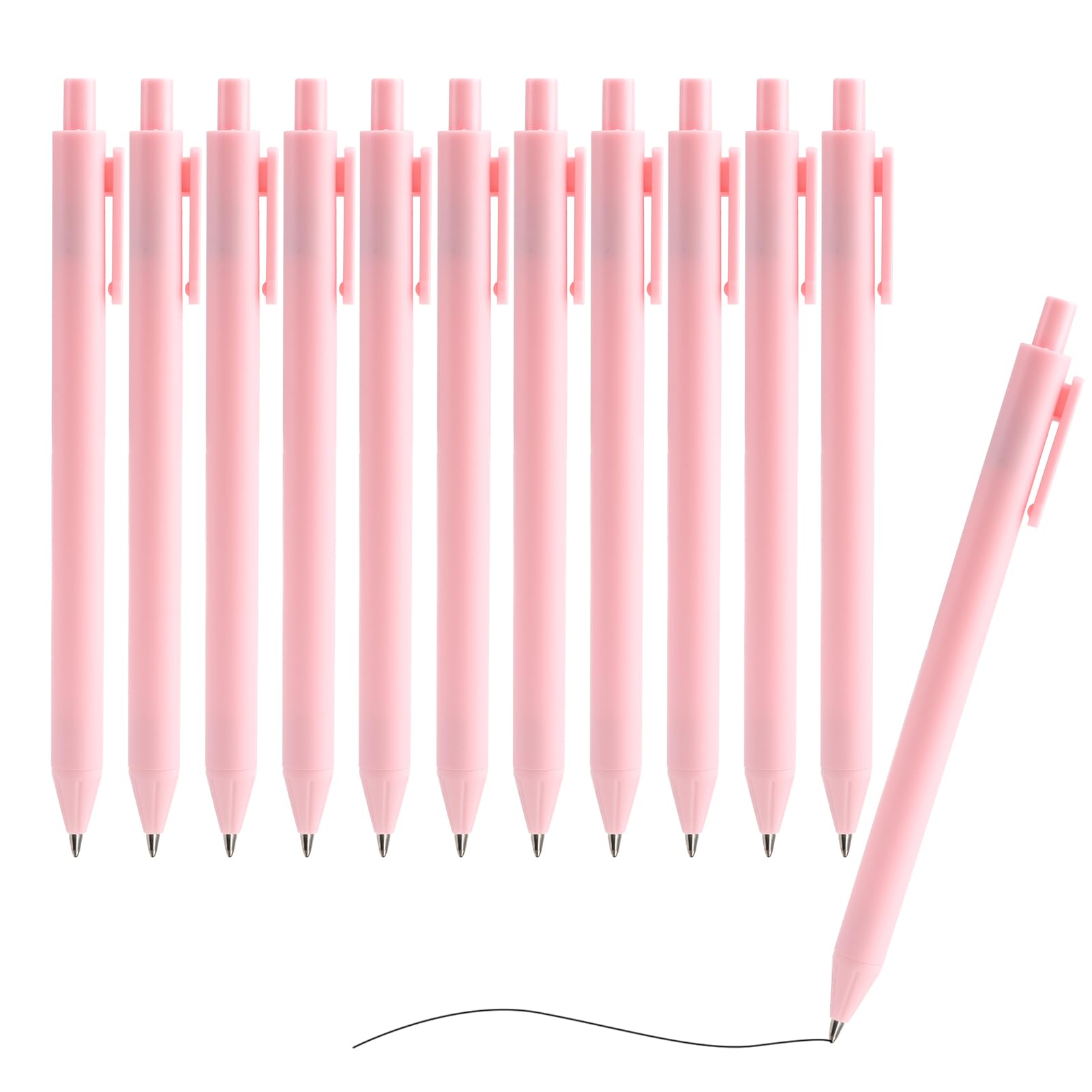Pink Pens Black Ink, 0.5mm Pastel Gel Ink Rollerball Pens, Cute Biro, Pink Stationery for Girls, Smooth Retractable Ballpoint for Student Writing Taking Notes School Home Office Supplies (12Pcs)