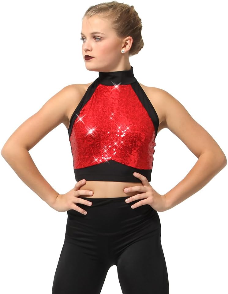 Sequin Crop Top for Womens Mid Length Just for Kix Dance Costume