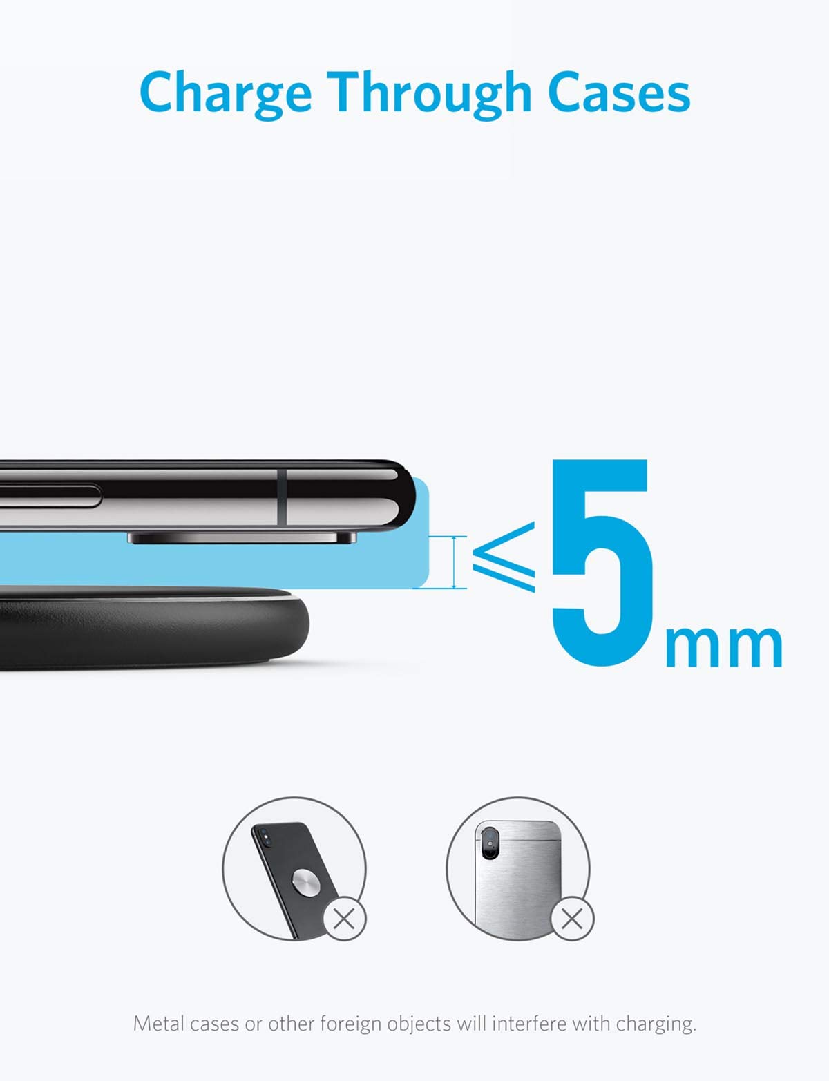 Anker Wireless Charger, Qi-Certified Ultra-Slim Wireless Charger for iPhone X, iPhone 8/8 Plus, Samsung S9/S9+/S8/S8+/S7/Note 8 and More, PowerPort Wireless 5 Pad (AC Adapter Not Included)