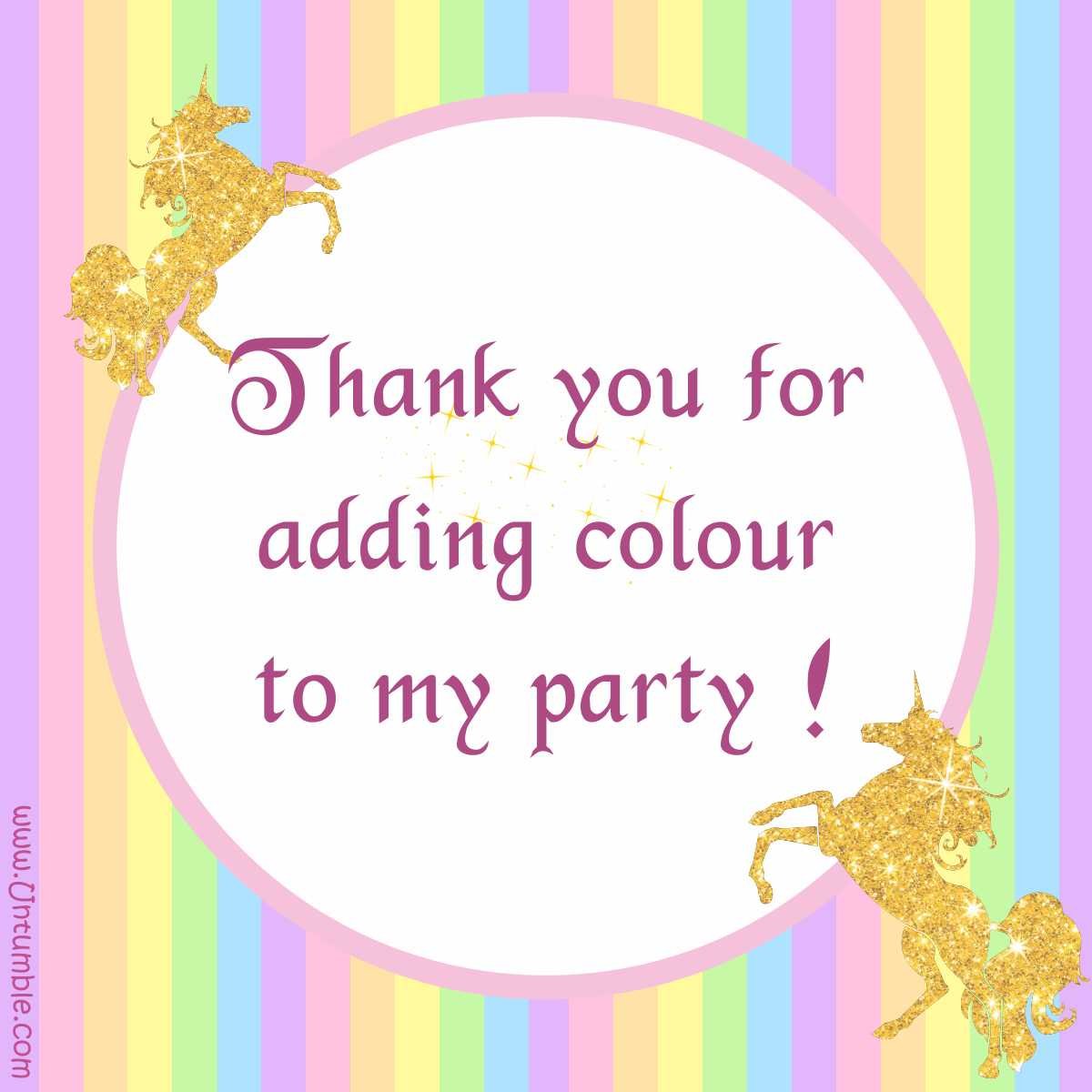 Untumble Unicorn Theme Thank You Cards for Return Gifts , Thank You