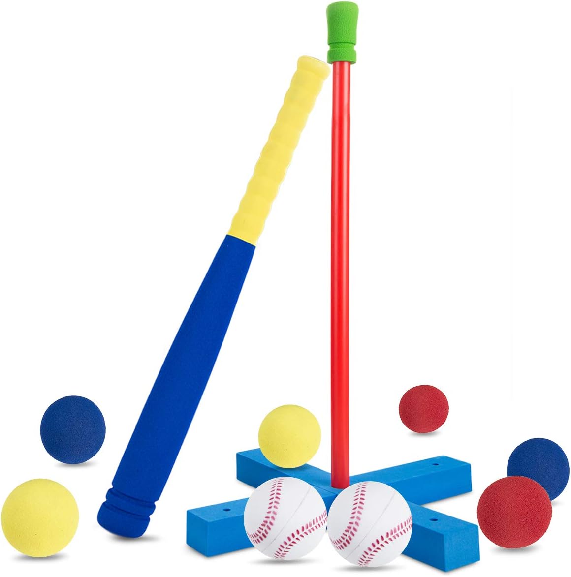 AQV Soft Foam T Ball Set Durable Baseball Bat Set for 2 3 4 5 Year Old Kids
