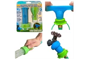 Rinseroo: Stretch-Connect Garden Hose Attachment Sleeve & Sprayhead, Universal Hose Connector — Easily Connect a Hose to Water Sources Upto 3" Wide, BPA Free Faucet to Hose Adapter for RV & Camping