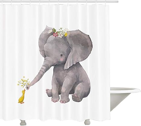 Amazon Gooeoo かわいい赤ちゃん象小さなアヒルに花をあげる水彩動物イラストシャワーカーテン3dプリント防水コートポリエステル生地浴室12フック71インチ シャワーカーテン ホーム キッチン オンライン通販 Amazon Gooeoo かわいい赤ちゃん象小さなアヒルに花をあげる水彩動物イラストシャワーカーテン3dプリント防水コートポリエステル生地浴室12フック71インチ シャワーカーテン ホーム キッチン オンライン通販