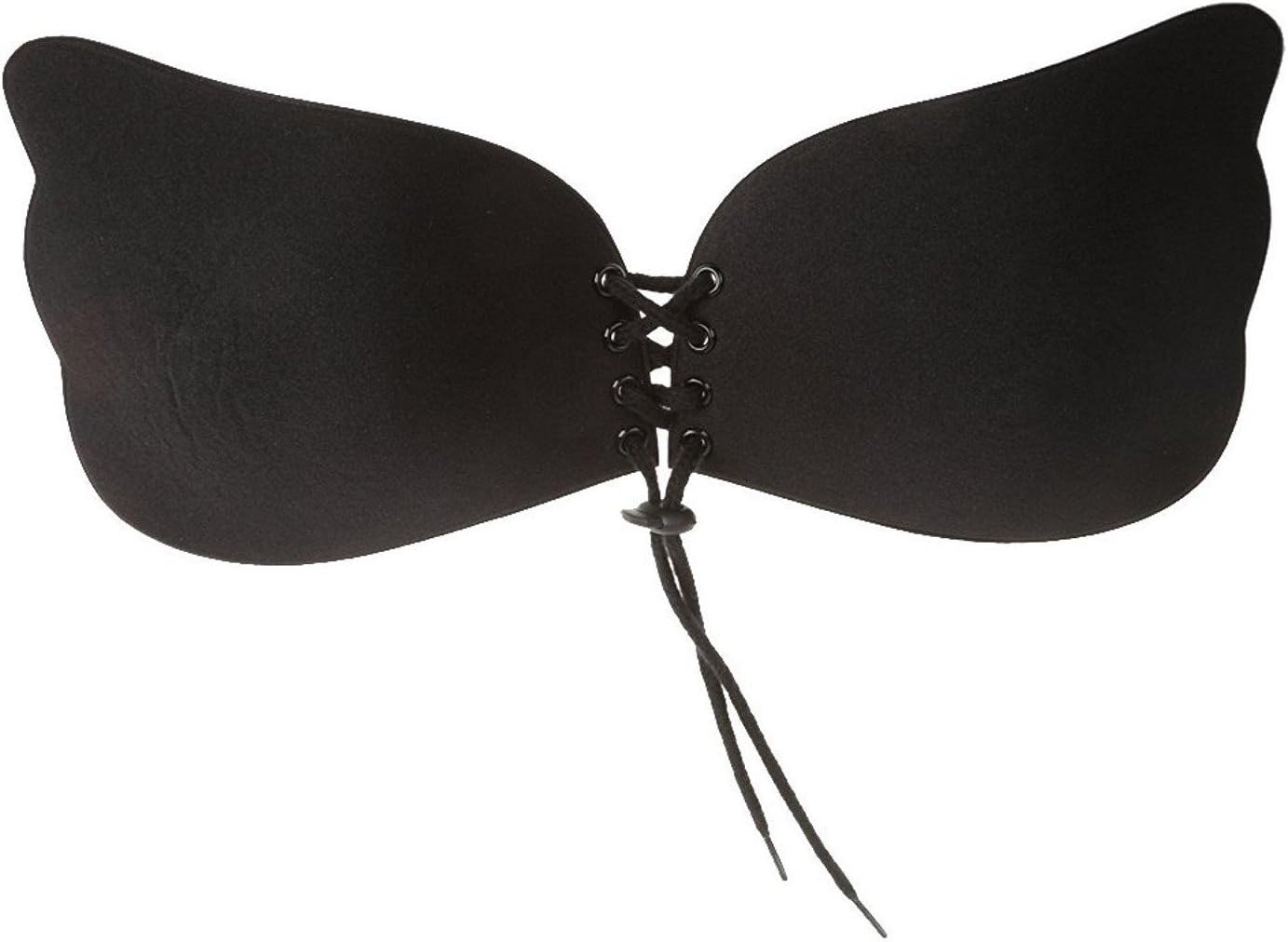 Women’s Backless Strapless Self Adhesive Silicone Invisible Push-up FreeBra,Black