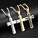 Classic Cross Necklace for Men Silver Black Gold Stainless Steel Christ Cross Crucifix Pendant Necklace Religious Jewelry Gift Box Chain 21.6 Inches