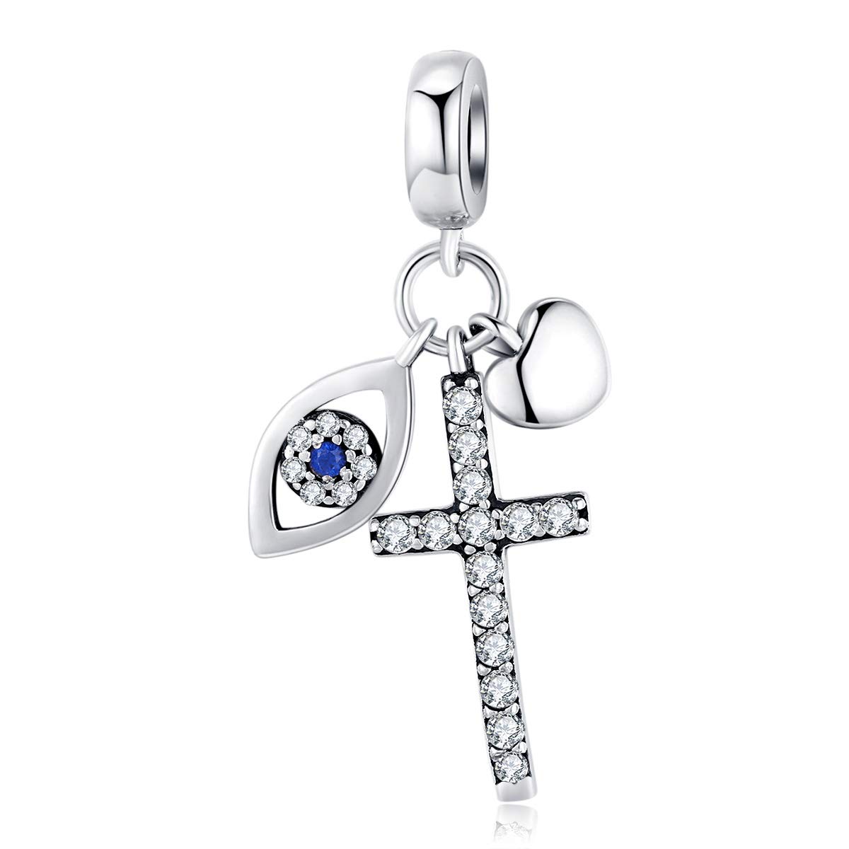 Bijoux Blu Multiple Guardian Eye Pendant Charm for Bracelet 925 Sterling Silver Cross Charm Silver 925 Original Jewellery