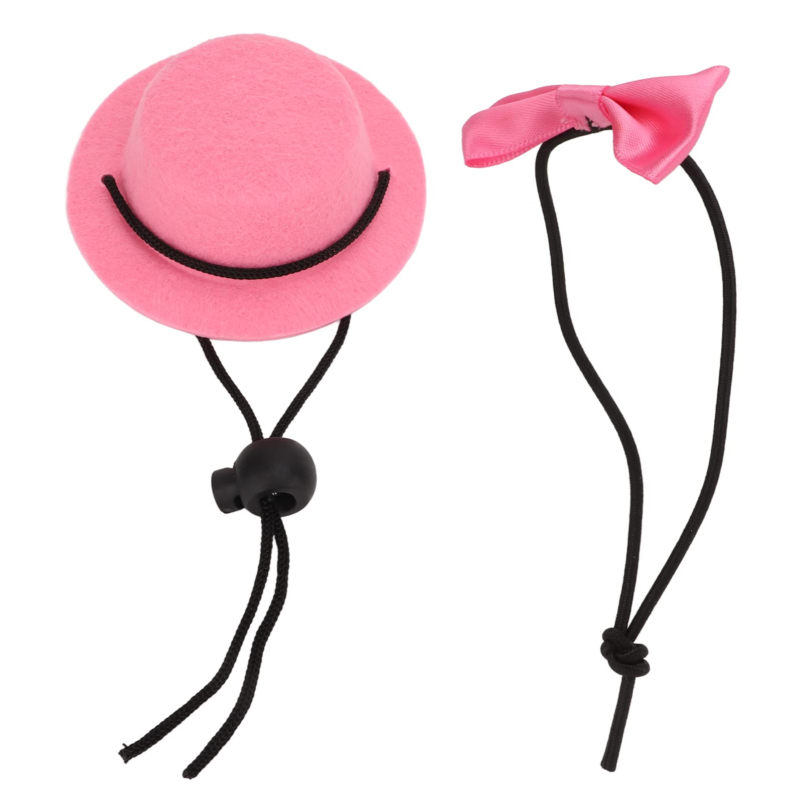 Restokki Small Pet Bowtie Top Hat, Hamster Hat and Bowtie Set Adjustable Comfortable Little Pet Dress Up for Rabbits Hamsters Guinea Pigs(Pink)