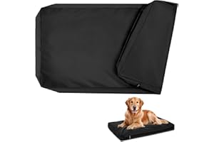 PAWFINITY Waterproof Dog Bed Cover Replacement Washable, Easy to Clean, Pet Hair Resistant, Heavy Duty Oxford, Zipper Closure, Indoor/Outdoor Use, Fits 48 Inch Dog Crate - 47"x 29"x 4" - Black