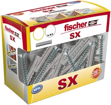 Fischer - tacos SX 6x30 + tornillos, caja bricolaje 35 unidades, gris