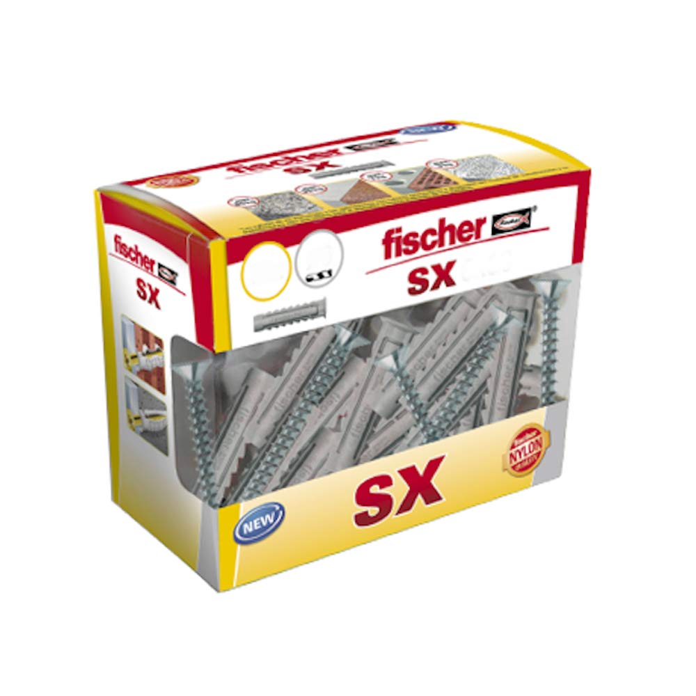 fischer - Concrete wall Plugs SX 10 x 50 for Fixing Lamps, Pictures, Box of 10 dowels
