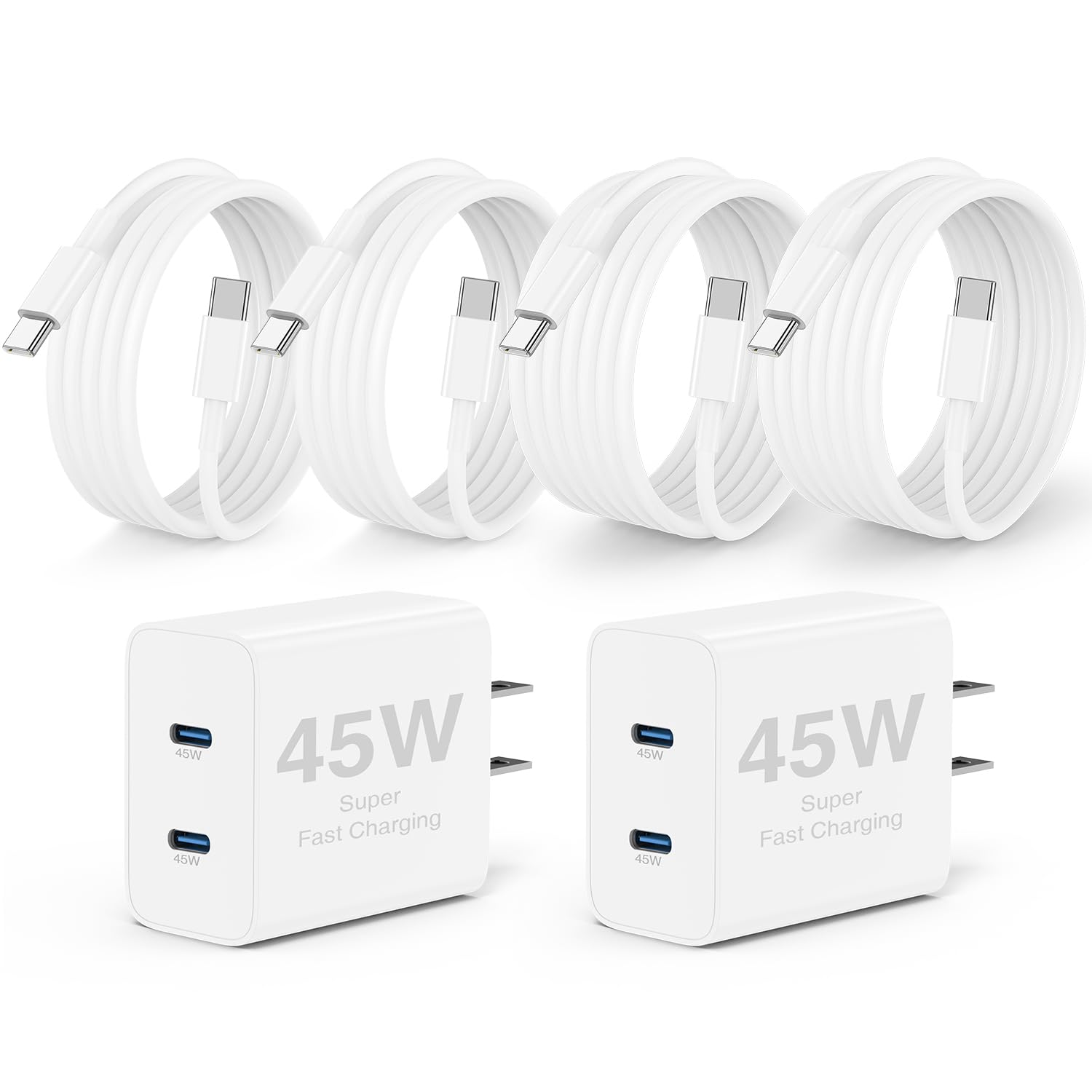 45W Dual Port iPhone 17 16 15 Charger Fast Charging and 6ft 10ft Type C to C Cable Cord Long, USB C Wall Block Plug for Apple iPhone 17 Pro Max/17 Air/16 Pro Max/16/15 Plus/15 Mini/iPad Cube Brick Box