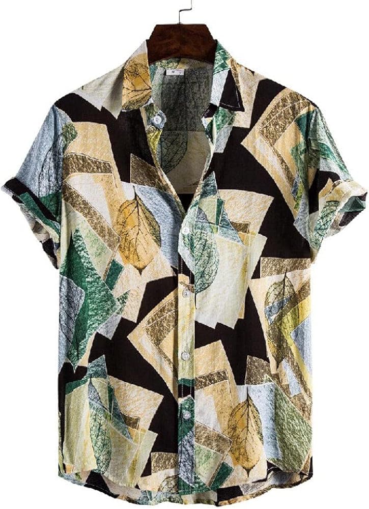 DMTWSM Summer Men Shirt Print Short Sleeve Beach Shirts for Men Men