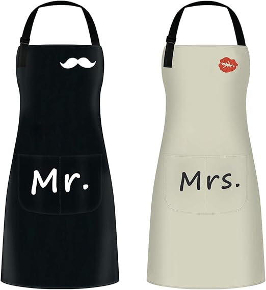 2PCS Cooking Aprons, Chef Aprons, Adjustable Waterproof Aprons for Men