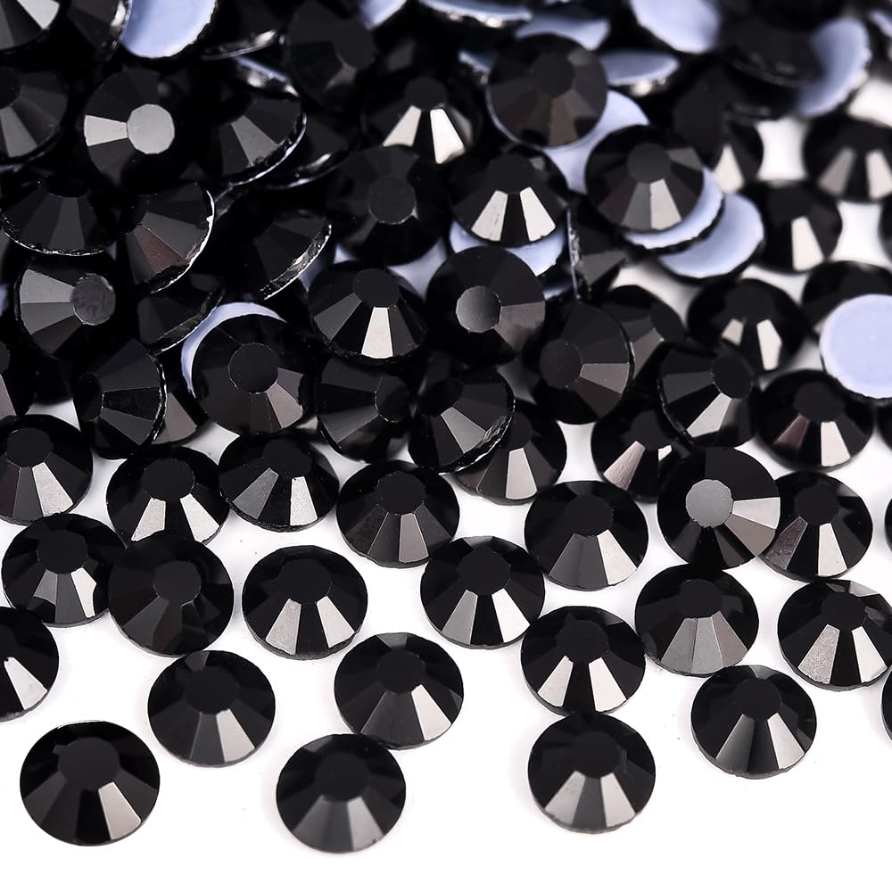 Blinginbox Hotfix Rhinestones, 1440 Pcs Crystal Hotfix Rhinestone Glass Rhinestones Round Crystal Gems Glass Stones for Clothes Shoes DIY Crafts Supplies(Jet-SS20) — image 1