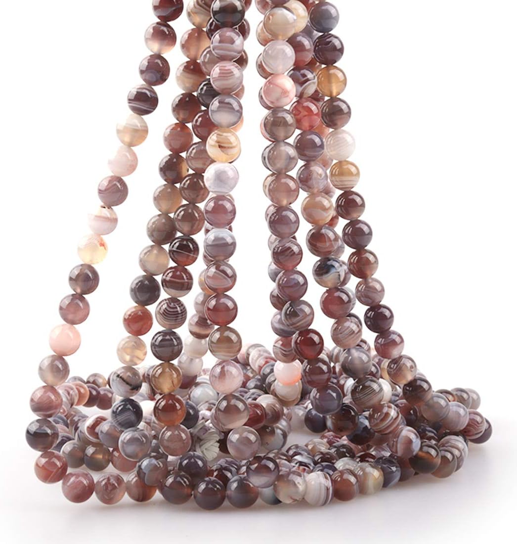 ICAI Beads 8mm Natural Persian Gulf Agate Gemstone Round Loose Stone Beads for Jewelry Making DIY Crafts Design 1 Strand 15" APPR.43-45pcs