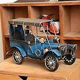 Metal Vintage Blue Classic Car Model Wrought Iron Handicraft Old Car Model Tinplate Car Model
