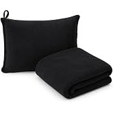 Brookstone 2-in-1 Fleece Travel Pillow &amp; Blanket, Carrying Pouch | Plush 100% Polyester Delivers Cozy Warmth Without Bulk, Folds Neatly for Storage, Great for Flights, Road Trips or Camping
