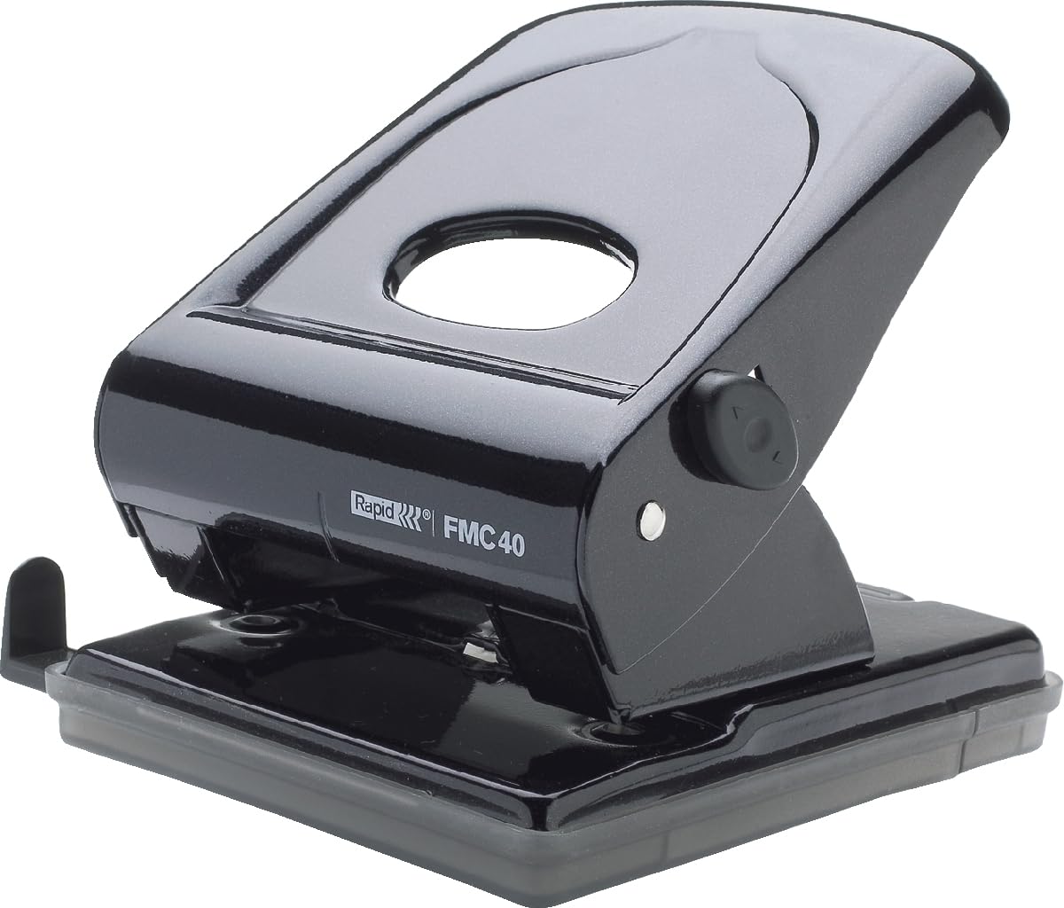 Rapid FMC40 2 Hole Punch, Punches up to 40 Sheets, Adjustable Guide Bar, Metal, Black, 21835601