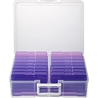 novelinks Photos Organizer - 4" x 6" Photo Storage Box with Handle - 16 Inner Cases - Purple Gradient