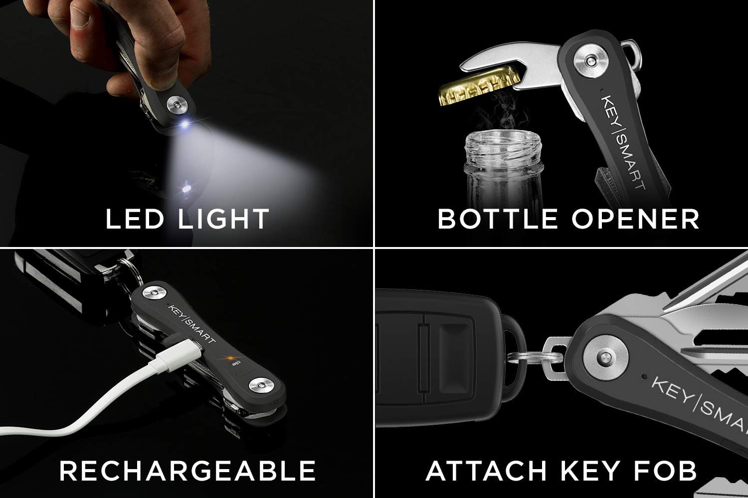 KeySmart Pro - Key Holder w LED & Tile Smart Technology (up to 10 Keys, Slate): Office Products