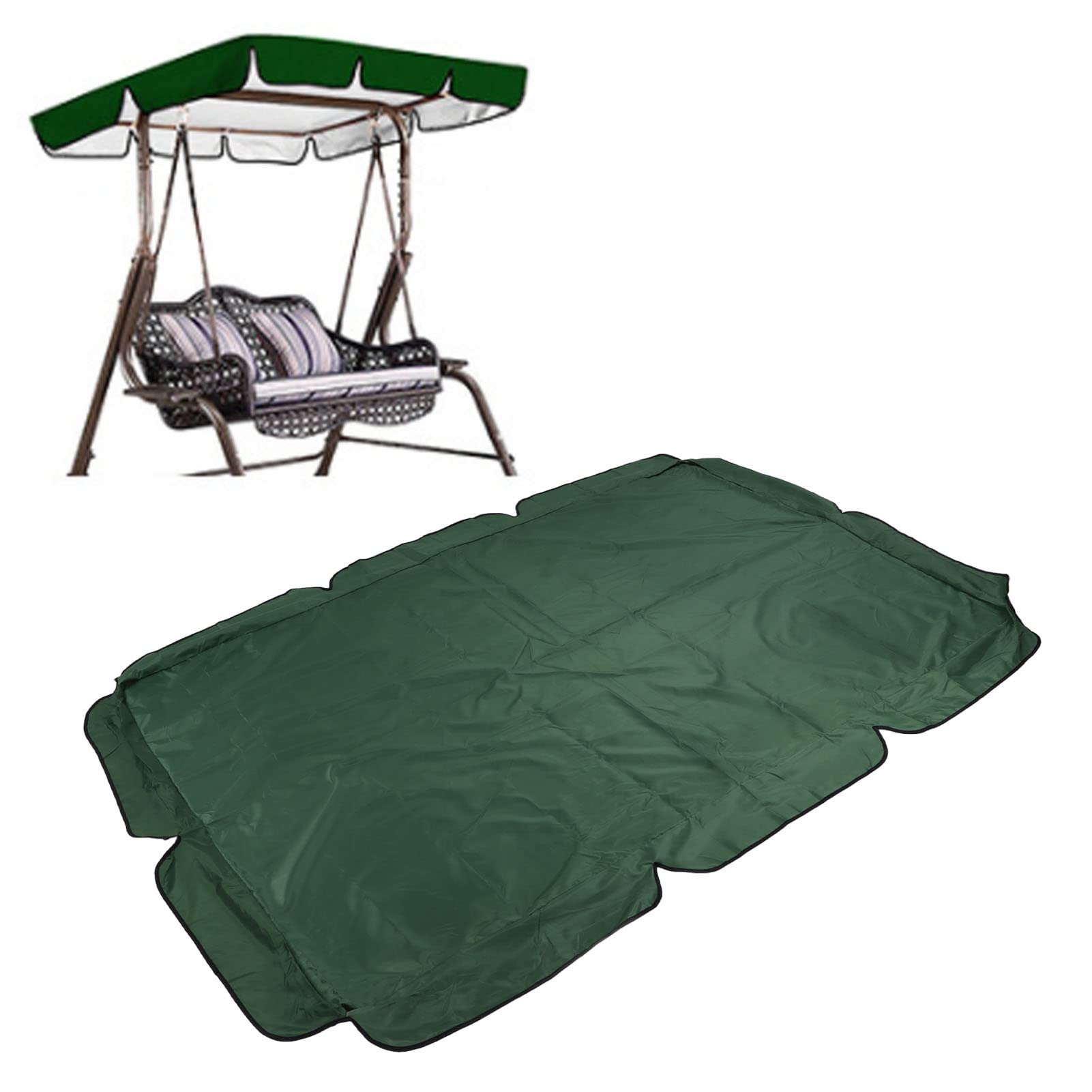 TITA-DONG Swing Canopy Replacement Cover, 600D Silver Coated Oxford Fabric Replacement Canopy Top Cover, Waterproof Replacement Canopy for Patio Yard Seat(Dark Green)