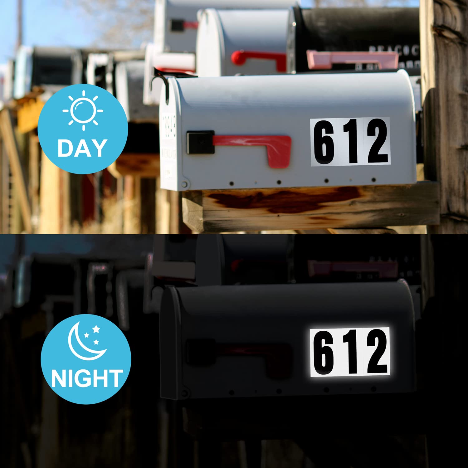 60 Numbers, Reflective Adhesive Mailbox Number Pack, 3