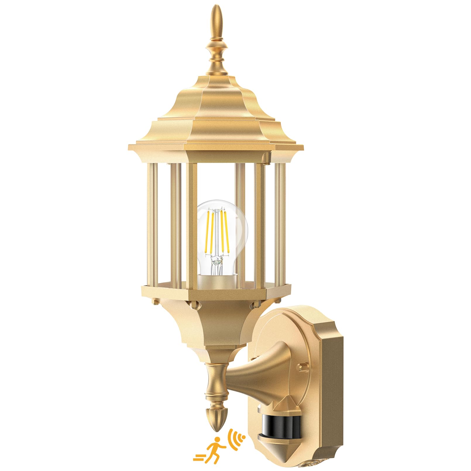 Photo 1 of Redluck Motion Sensor Outdoor Lights, 16 inch Dusk to Dawn Outside Porch Lights, Waterproof Anti-Rust Aluminum Outdoor Wall Lights Exterior Lighting Fixtures for House, Garage, Front Door, Gold