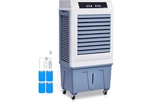 VEVOR Evaporative Air Cooler, 3100 CFM with 9 Gallon Water Tank Swamp Cooler, Portable Cooling Fan with Remote Control, 12H Timer, 4 Ice Boxes, Quiet Operation, 3 Wind Speeds for Outdoor Indoor Use