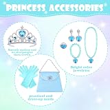 Vicloon 11Pcs Princess Cape Set Blue with Crown Wand Jewelry Bag 3+ yrs view 4
