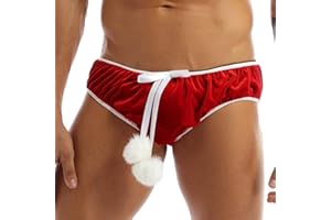CHICTRY Men's Velvet Red Santa Christmas Briefs Boxer Underwear Jockstrap Panties