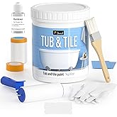 DWIL Tub Paint, Tub and Tile Refinishing Kit 33oz with Tools, Tile Refinishing Kit White Bathtub Paint Water Based &Low Odor, Easy to Use Sink for Bathroom Kitchen, Semi-Gloss White, 50-55sq.ft